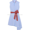 Hot Sale Asymmetric Sleeveless Belted Cotton Summer Daily Dress Manufacture Wholesale Fashion Women Apparel (TA0001D)